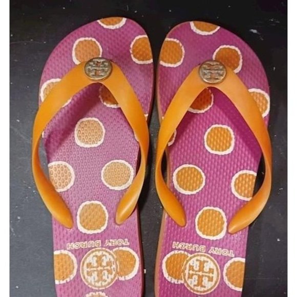Tory Burch Pink Orange Flip Flops -- 6 - Picture 10 of 10